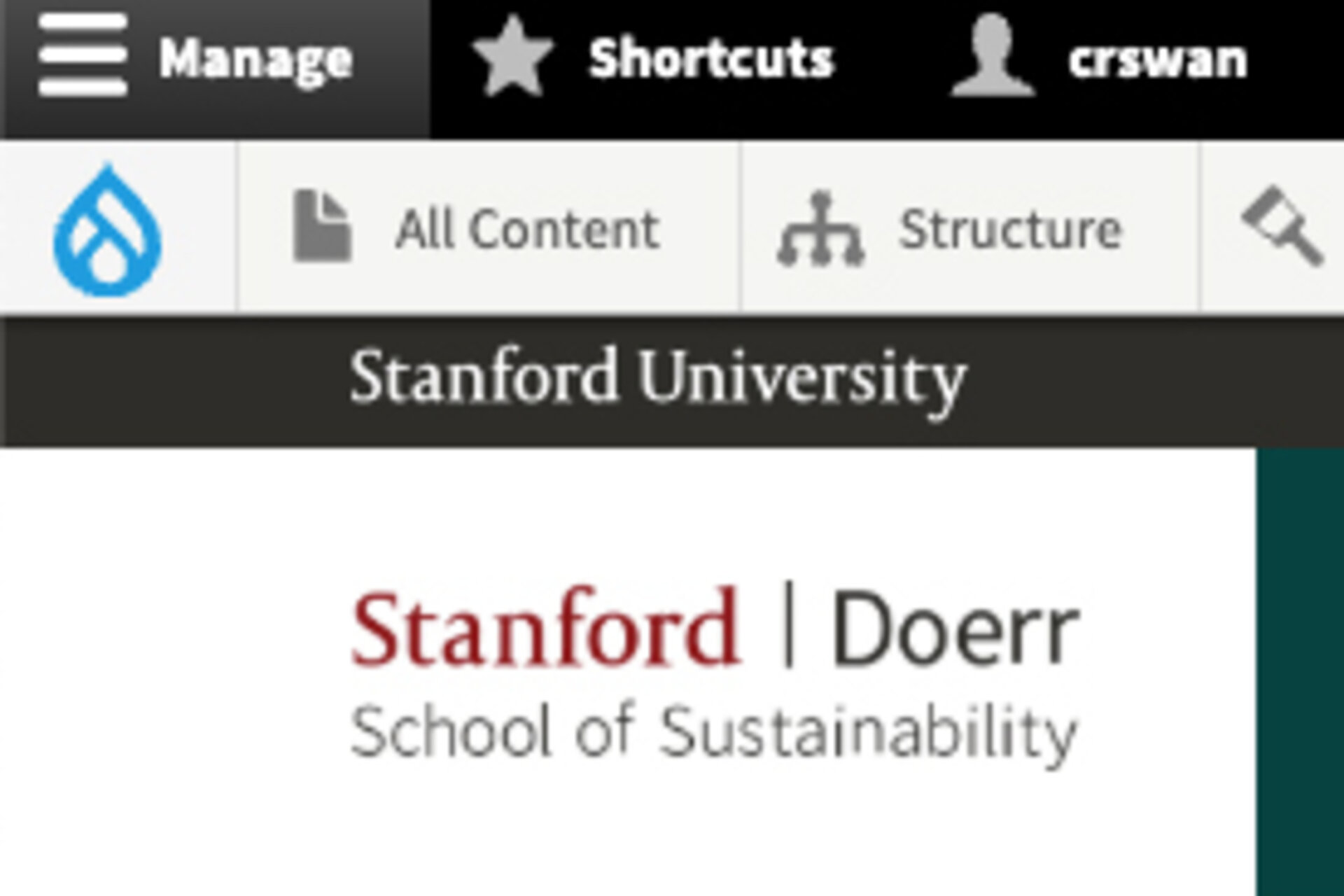 Logo & top admin menu screeshot